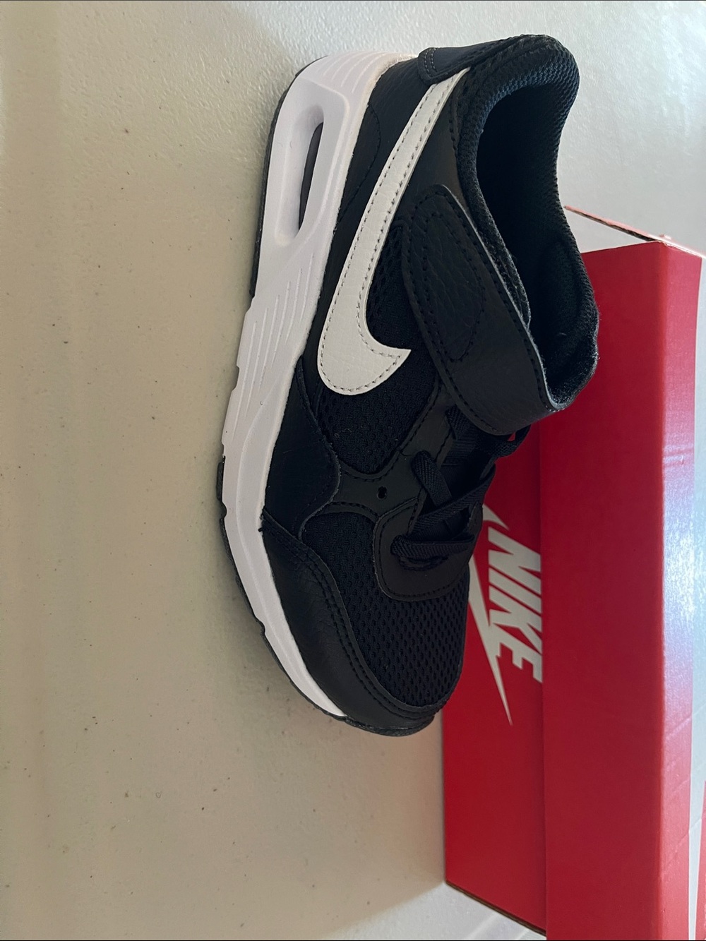Nike Kids Black and White Velcro Strap Sneaker